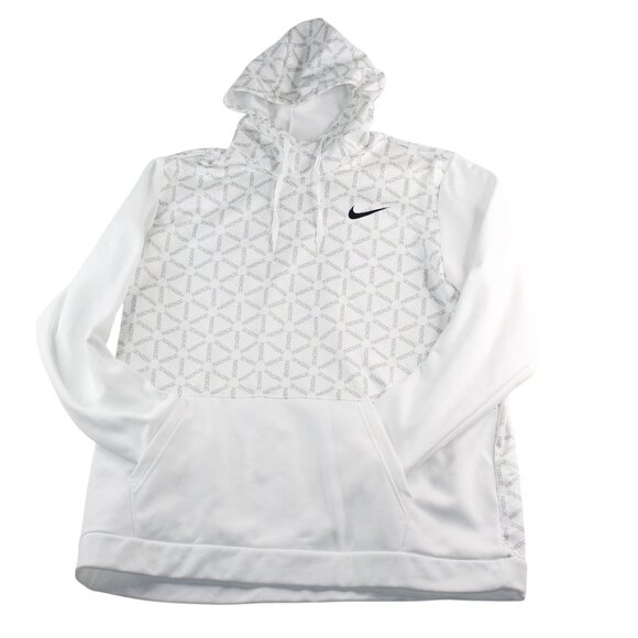 Nike Therma Fit 3XL All Over Print White Gray Hoodie Nike Spell Out Streetwear - Picture 4 of 16